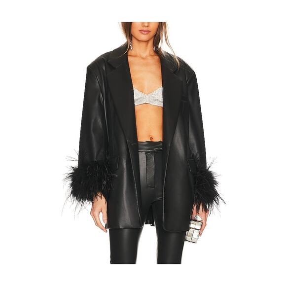 Lamarque 'Galia' Black Faux Leather Oversized Blazer Size XS - Picture 1 of 5